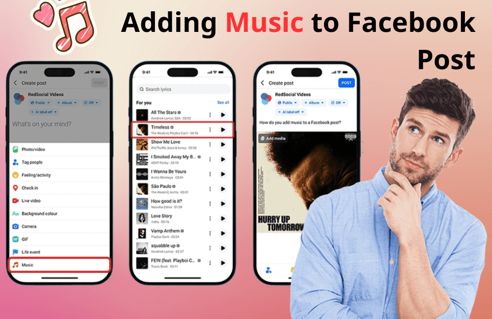 Thêm nhạc vào bài đăng trên Facebook: Giải thích về bài đăng ảnh, video và văn bản