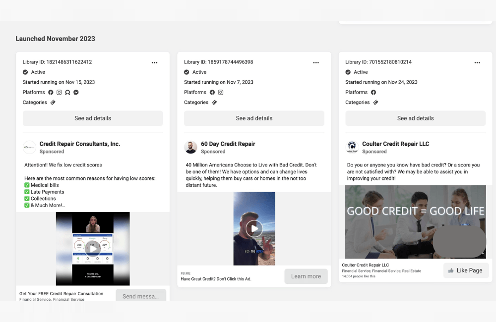Đặc thù của ngách sửa chữa tín dụng trên Facebook